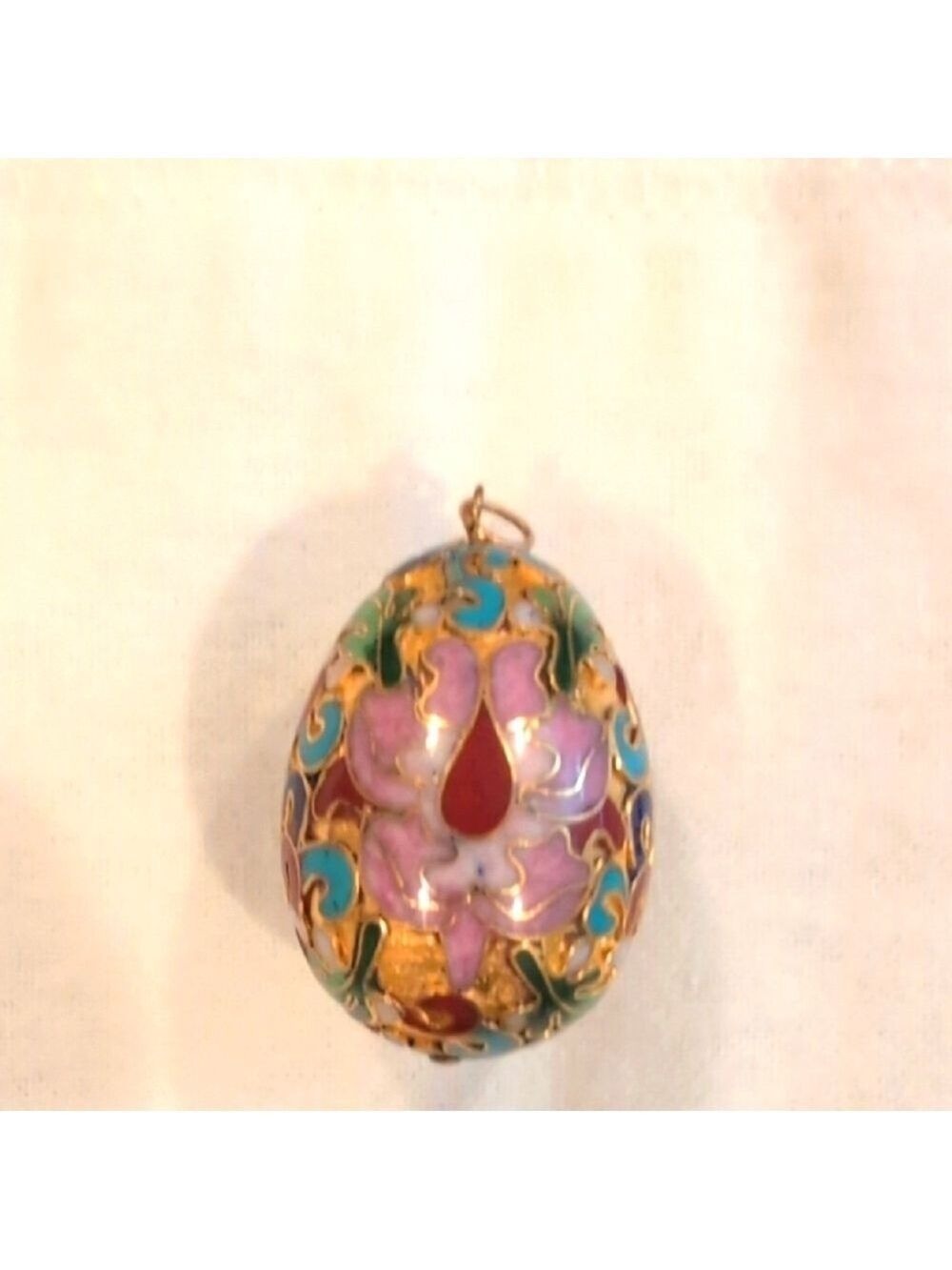 Multicolor Gold Gilded Cloisonné Pendant , Approximately 1.5" Long .